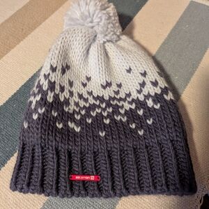 Salomon Wool Blend Two-Tone Knit Beanie with Pom-Pom